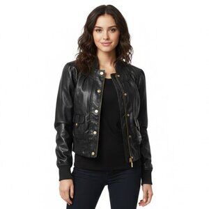 XOXO Black Bomber Jacket with Gold Buttons